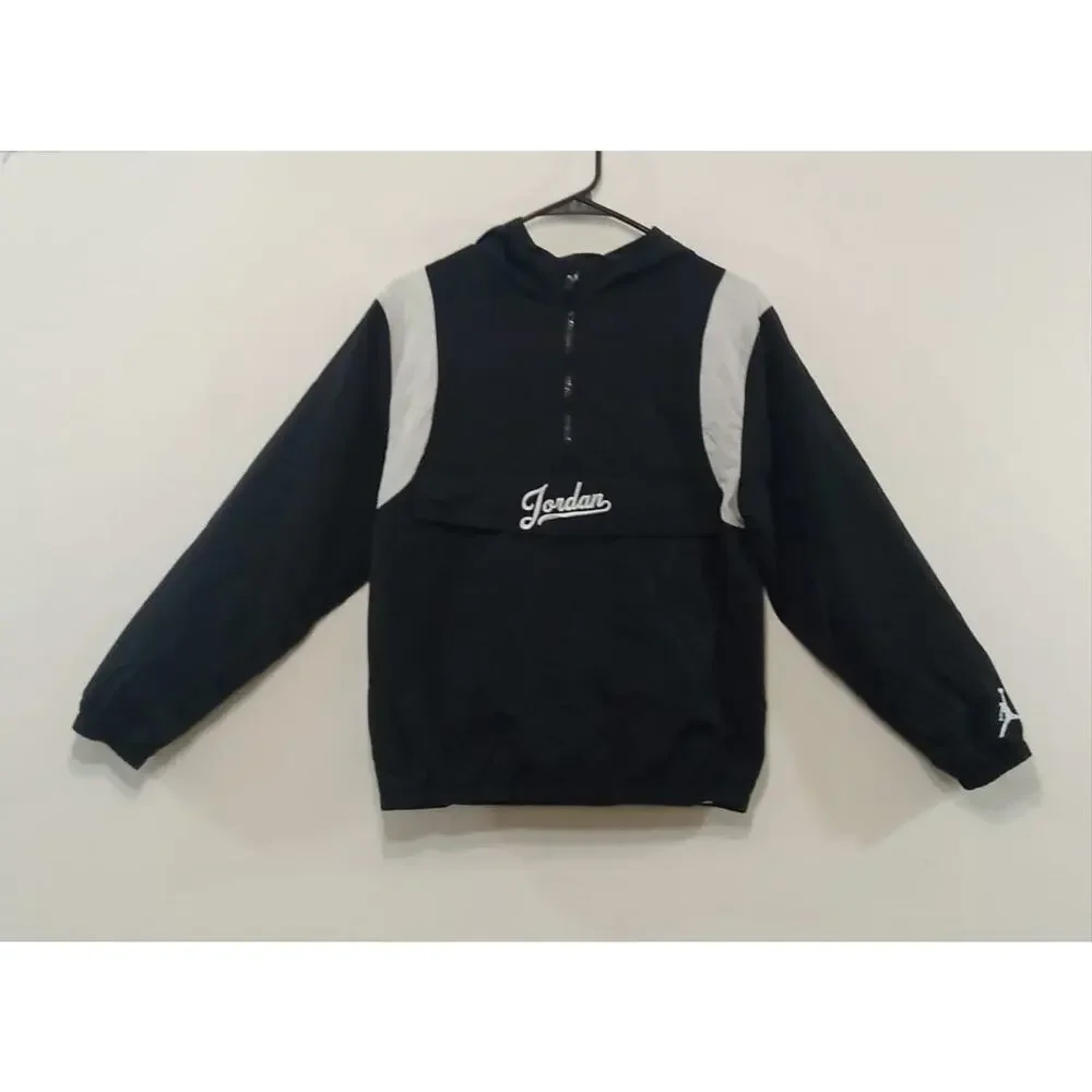 Nike Jordan Big Kid MJ Flight MVP Windbreaker Jacket Black/White Size 12-13 Y